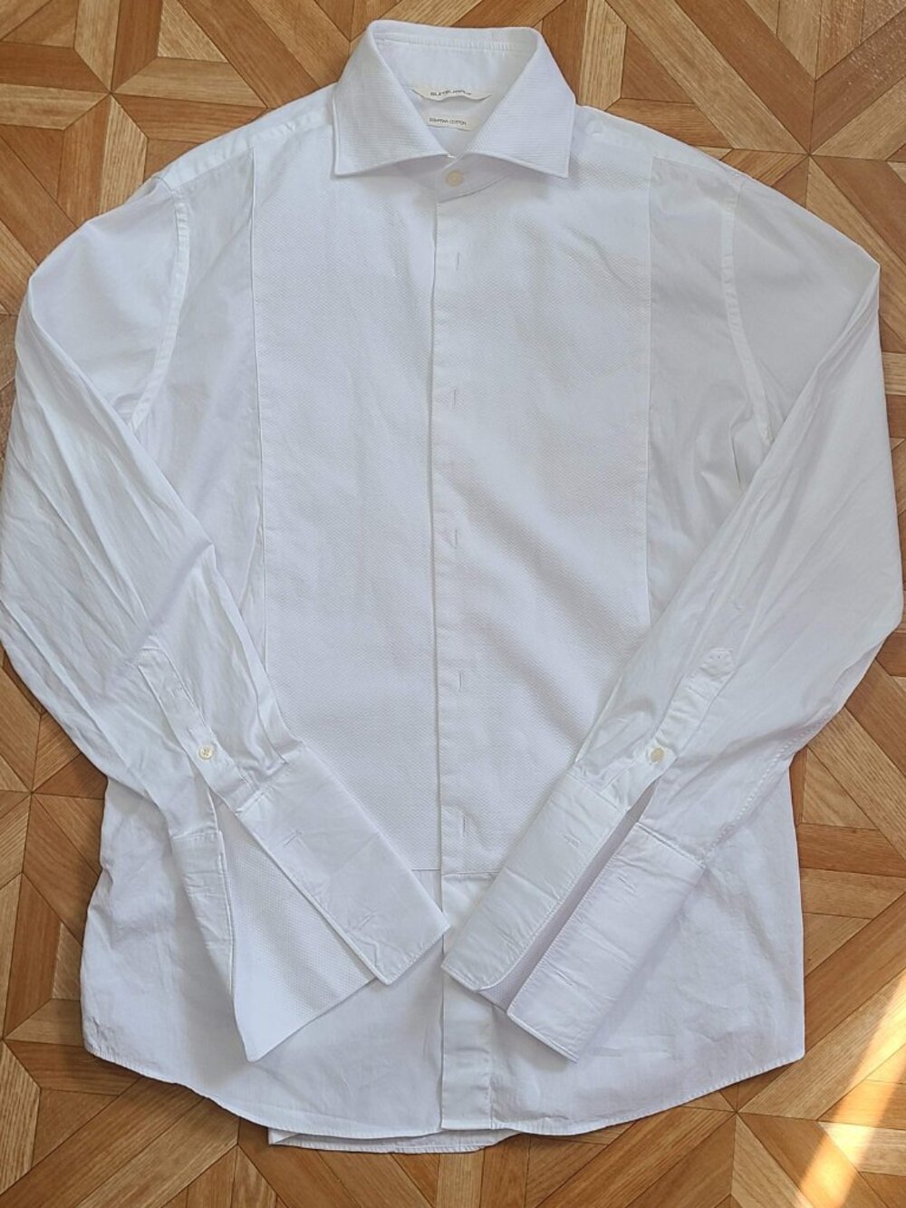 Suitsupply Shirt Men 16 White Egyptian Cotton Tuxedo French Cuff Pique Bib Slim
